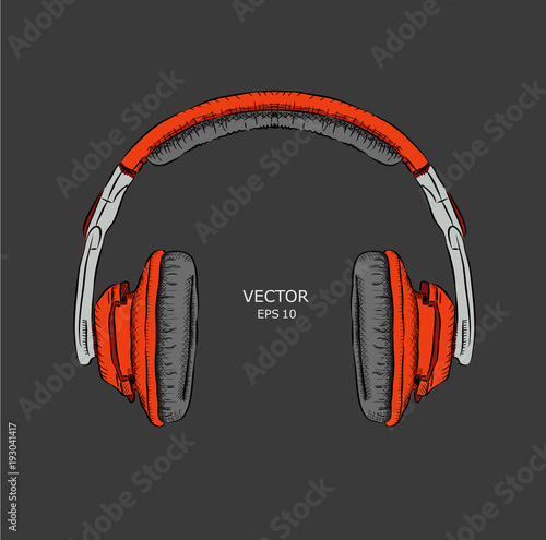 The image of the headphones. Vector illustration.