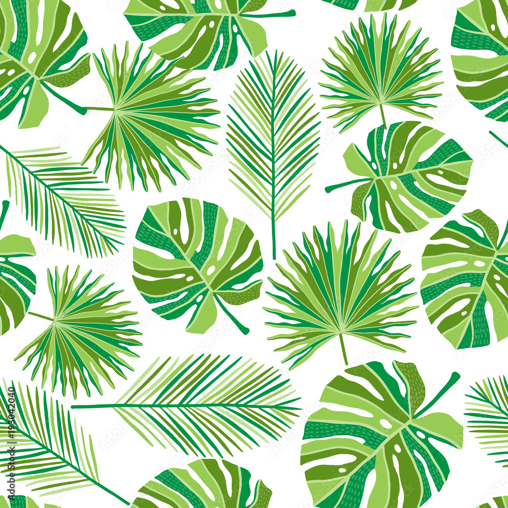 Vector green tropical seamless pattern. Summer background Vector green tropical seamless pattern. Summer background
