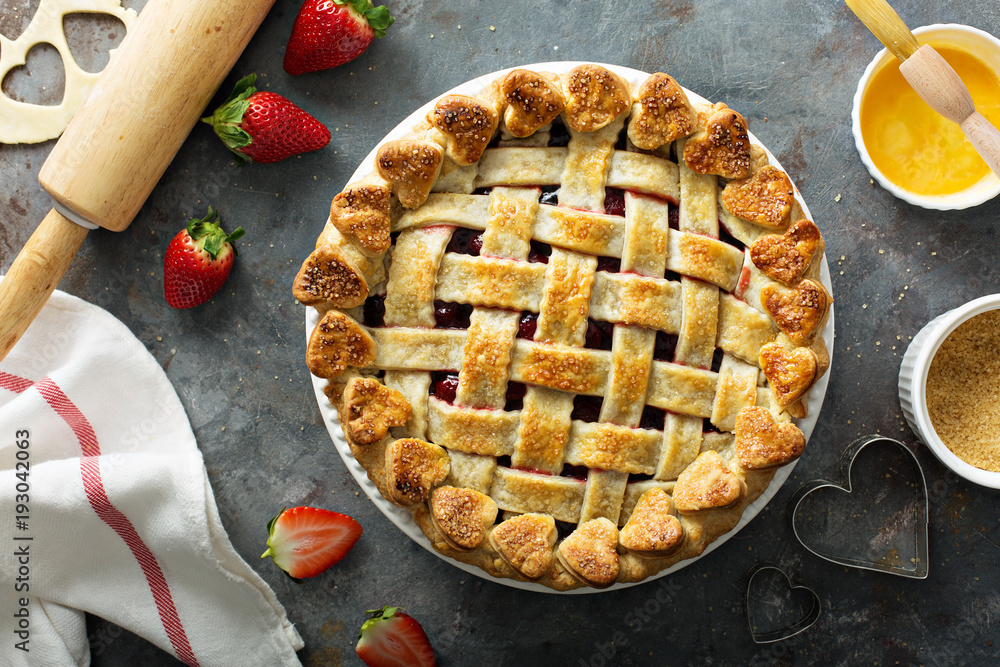 Strawberry pie overhead shot Strawberry pie overhead shot