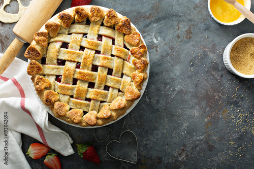 Vászonkép Strawberry pie overhead shot