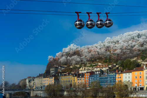 View on cable car of Grenoble in France