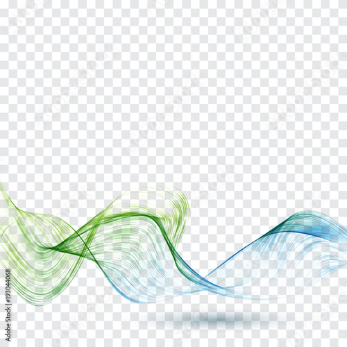 Abstract vector background, blue and green transparent waved lines for brochure, website, flyer design. Blue green smoke wave. Transparent wave
