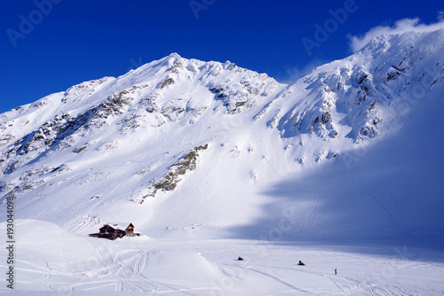 Winter landscape at Balea Lake, Fagaras Mountains, Romania, Europe