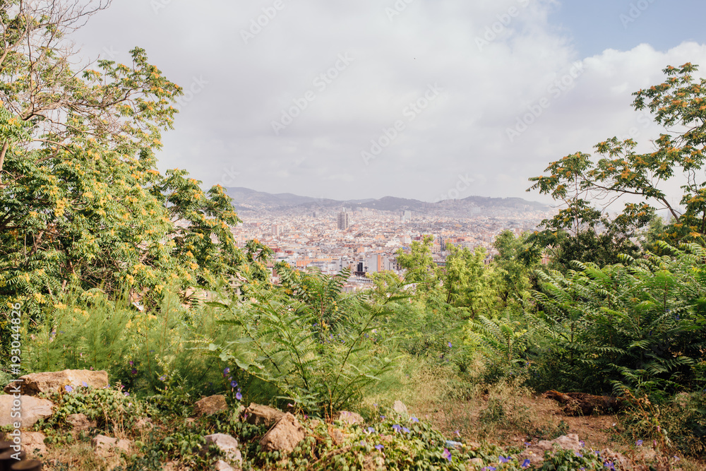 Panoramic view of Barcelona on a summer day Panoramic view of Barcelona on a summer day