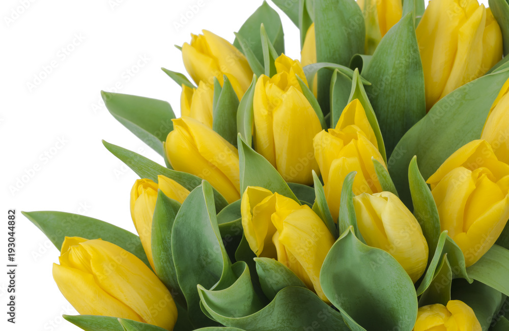 Bouquet of yellow tulips, copy space. Spring fresh flowers, mockup for mothers day, valentine or wedding greeting card Bouquet of yellow tulips, copy space. Spring fresh flowers, mockup for mothers day, valentine or wedding greeting card
