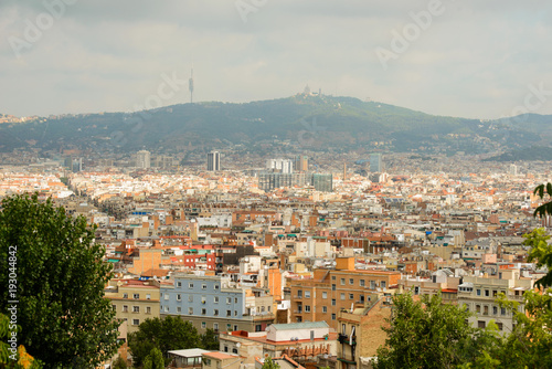 Panoramic view of Barcelona on a summer day