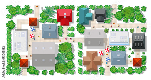 Top view of the colorful