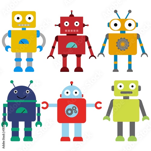 Set of a colorful toy robots