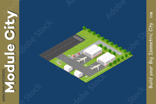 Isometric city 3D airport