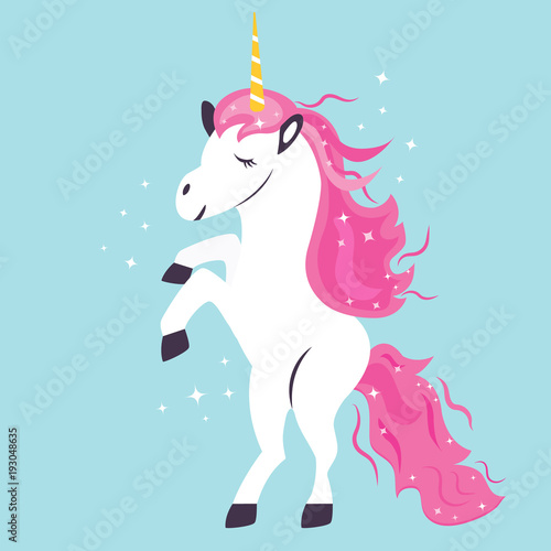 Vector illustration of cute dreaming unicorn