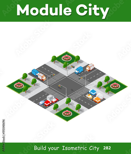 City isometric 3D intersection