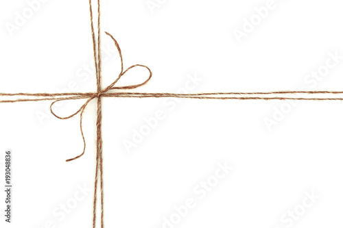 Burlap rope bow isolated on white background