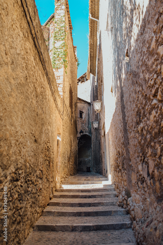 Girona city - Old town street - Spain