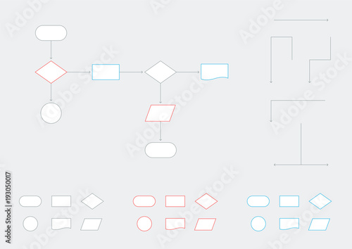 Vector Outline Flow Chart Elements Set Infographic