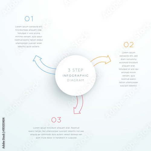 Center Circle With Arrows Steps 1 to 3 Vector