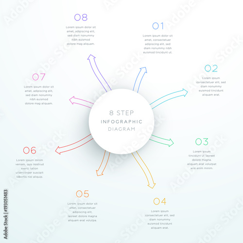 Center Circle With Arrows Steps 1 to 8 Vector