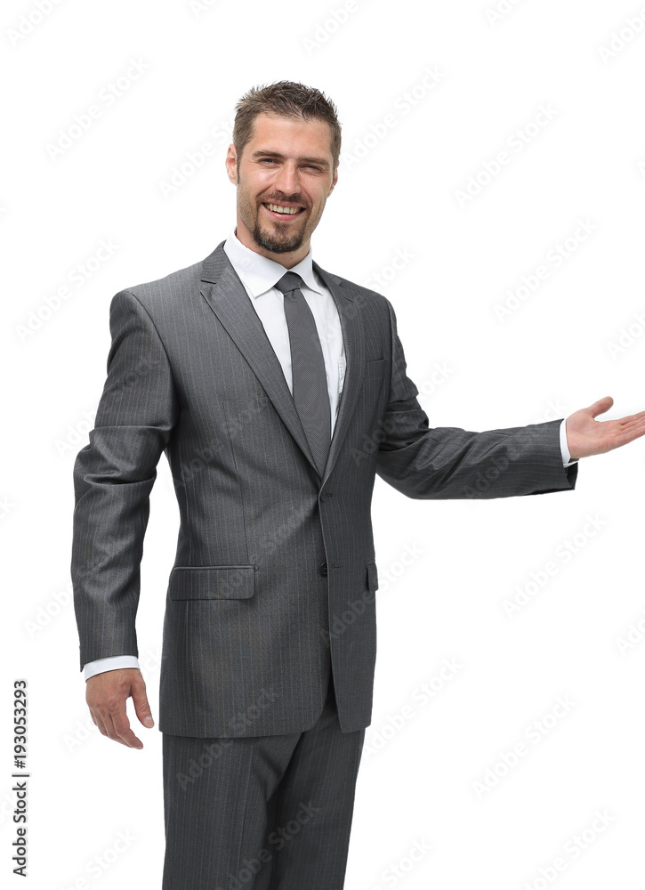 closeup.confident businessman doing a hand inviting gesture closeup.confident businessman doing a hand inviting gesture
