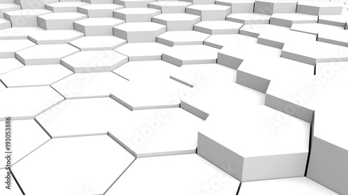 Hexagonal background with white shape. 3d illustration