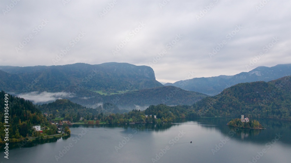 Landscape surrounding Bled Lake in Slovenia