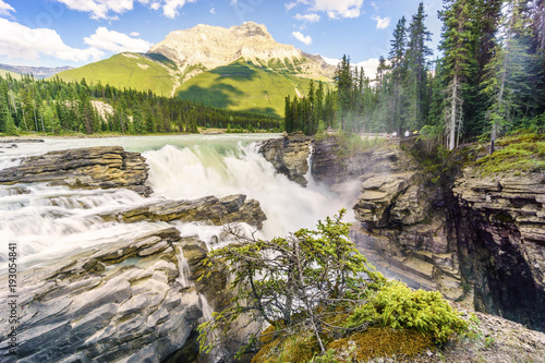 Athabasca Waterfalls by Icefields Parkway  Jasper National Park  Canada