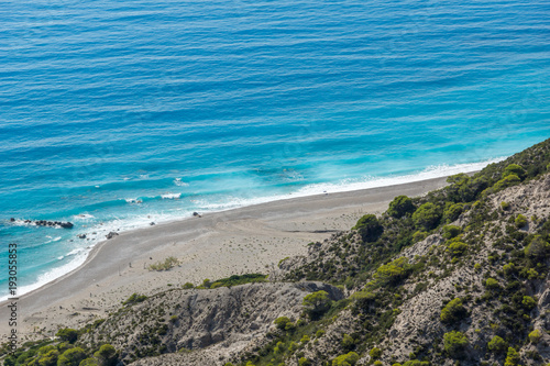 Seascape of Blue Waters of Gialos Beach  Lefkada  Ionian Islands  Greece