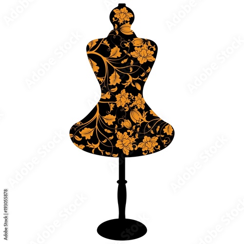 female mannequin silhouette with flower pattern