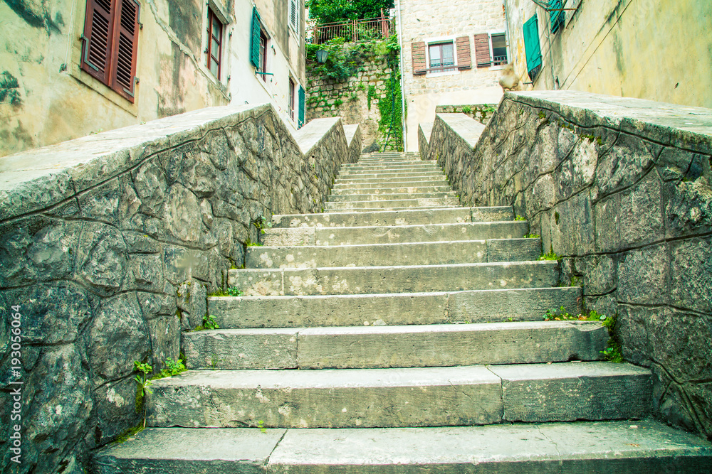 stone steps in Kotor Montenegro
