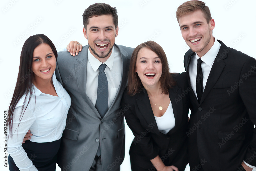 happy business team.isolated on a white background. happy business team.isolated on a white background.