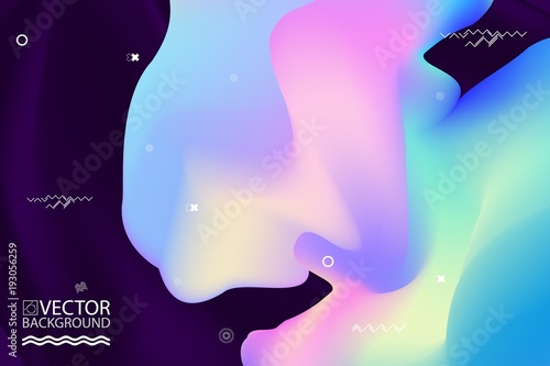 Abstract digital hologram style geometric trendy background. With place for your message. Business or tech presentation, cover template