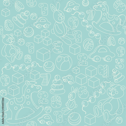 Kids toys silhouette seamless pattern