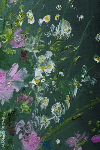 Oil painting still life with  flowers On  Canvas with  texture