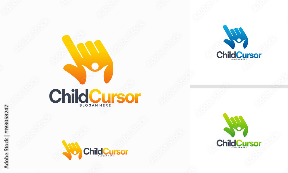 Child Cursor logo designs concept vector, Online Kids logo template symbol