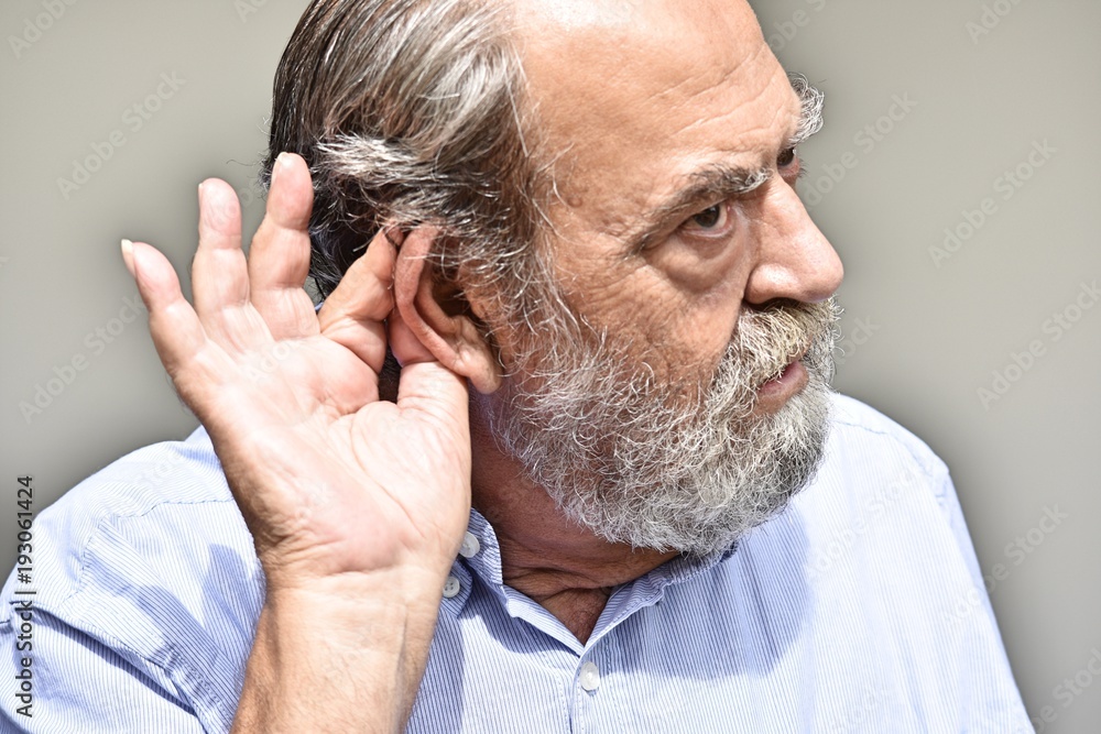 Fototapeta premium Bearded Old Male Hearing