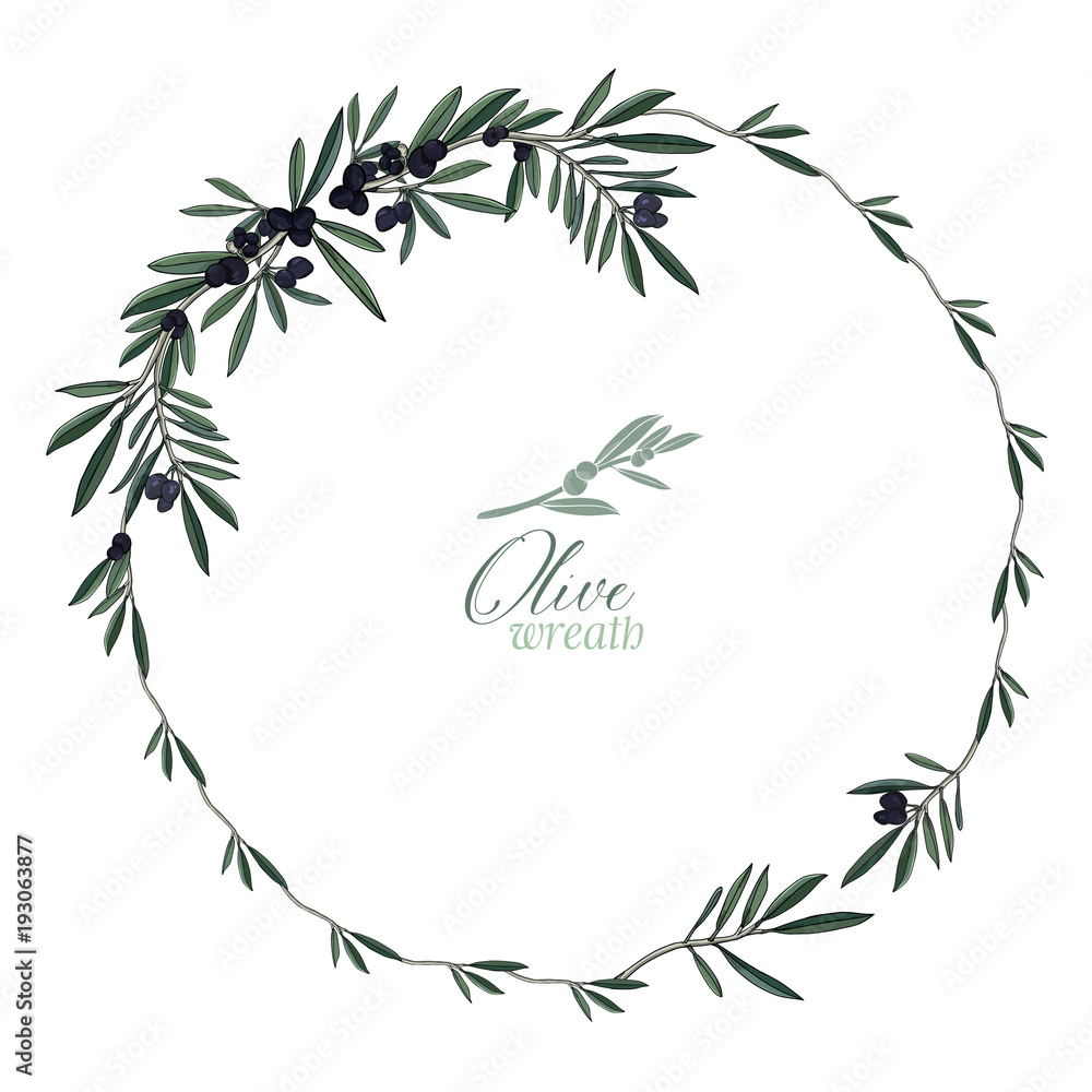 Naklejka premium Wreath of Realistic Olives perfect for weddings or food design
