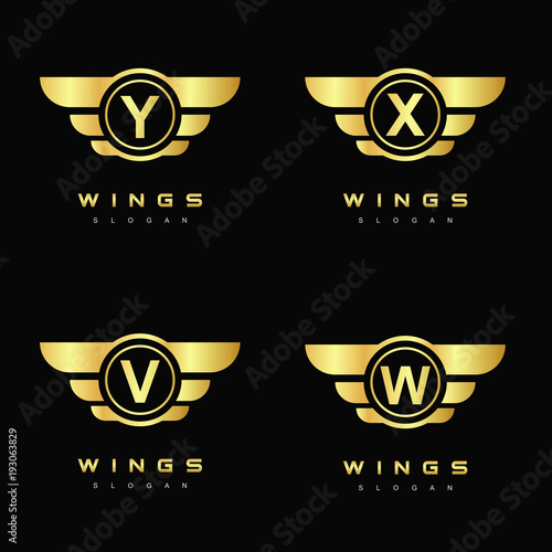 Wings Logo Design, Lettering Icon