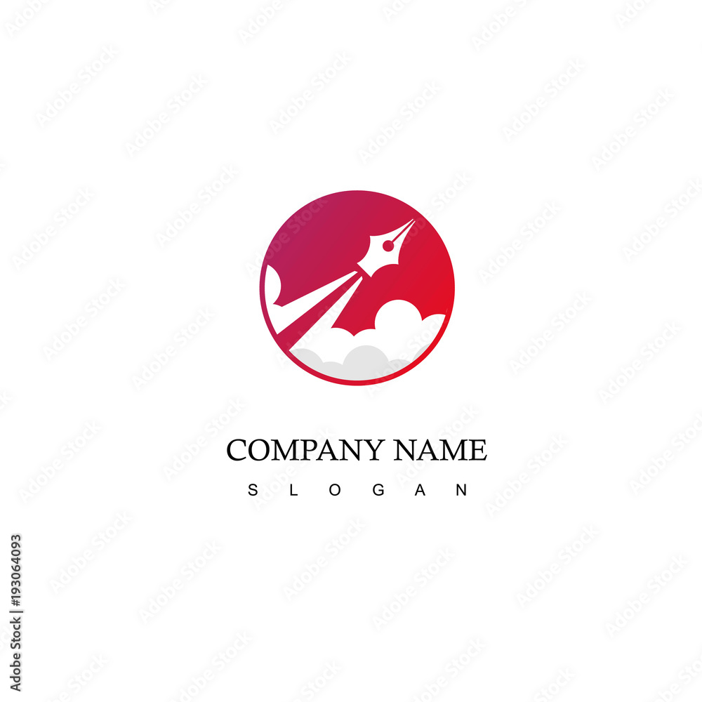 Pen Rocket Launch Logo, Rocket Writer Icon Pen Rocket Launch Logo, Rocket Writer Icon