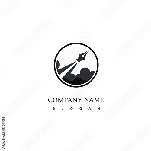 Pen Rocket Launch Logo, Rocket Writer Icon