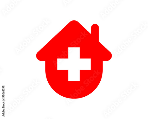 red house medical medicare pharmacy clinic image vector icon