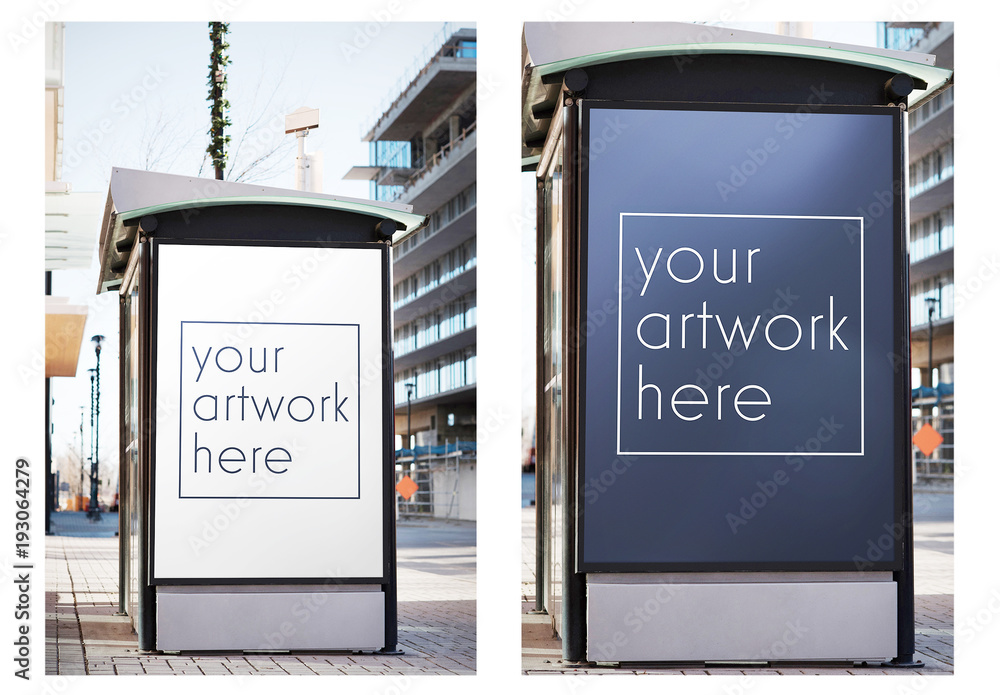 Outdoor Advertising Kiosk Mockup Stock Template Adobe Stock