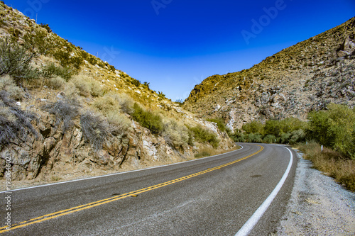 Highway Road Cutting through the Mountains in the Anza Borrego Desert