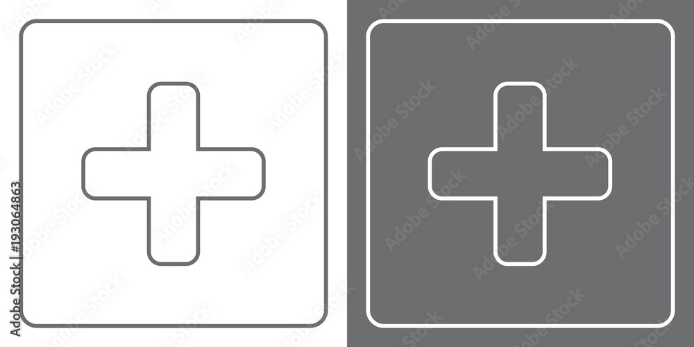 Fototapeta premium Flat Icon Button - Cross/Plus