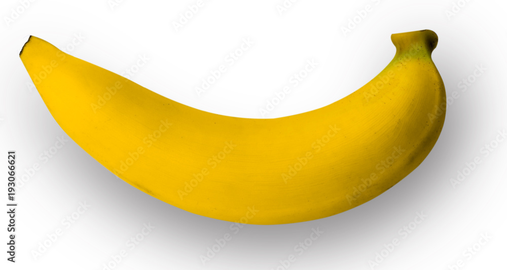 One banana against white background