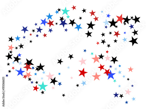 American Patriotic Deign, Vector Blue, Red, White Stars Confetti. Labor, Independence, Memorial Day, 4th of July Election Frame. American Patriotic Design, UK, Australia Freedom Falling Stars Texture.