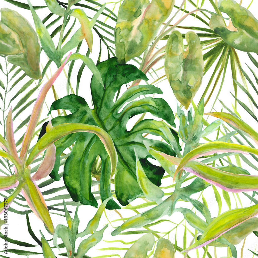 Obraz premium Bezszwowe tropikalny liść wzór