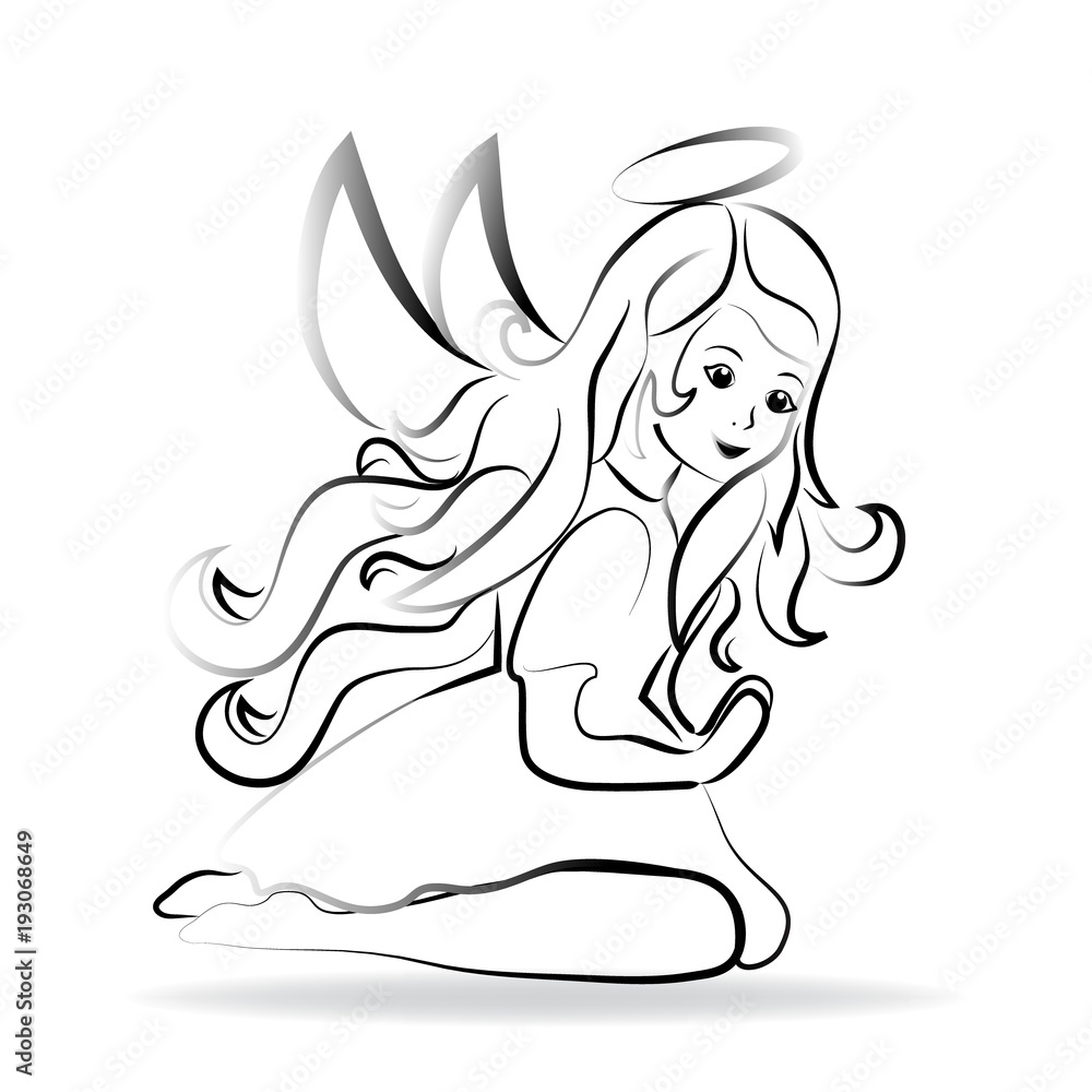 Angel girl praying symbol silhouette logo Angel girl praying symbol silhouette logo