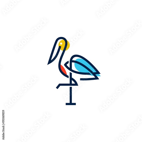 stork logo colorful line art monoline outline vector illustration download