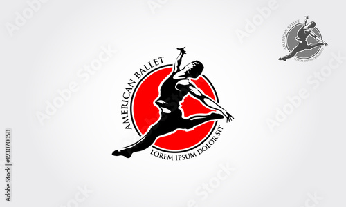 American ballet vector logo template. Smooth and detail vector, modern dancer action silhouette. Good use for symbol, logo, web icon, mascot, sticker, sign, or any design you want. 