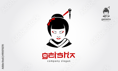 Geisha Vector Logo Illustration. The human logo template is simple and graphic.