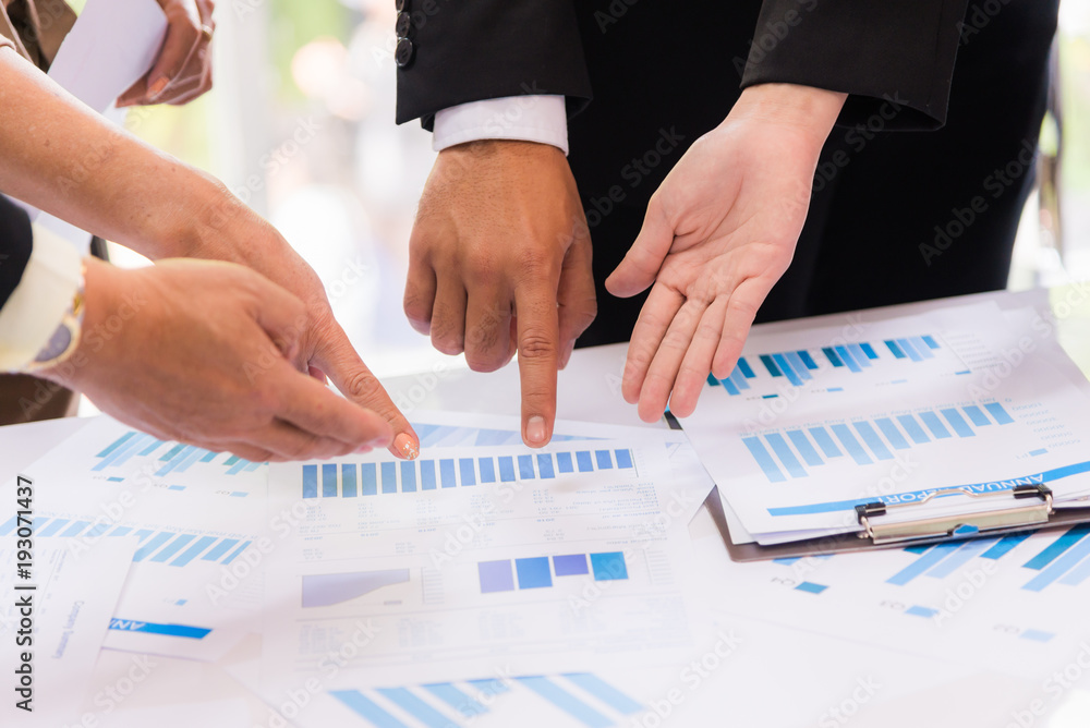 business team meeting concept : people group hand plan financial chart graph business team meeting concept : people group hand plan financial chart graph