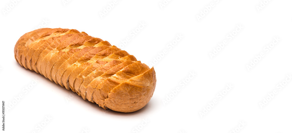 Sliced loaf of wheat bread on white background Sliced loaf of wheat bread on white background